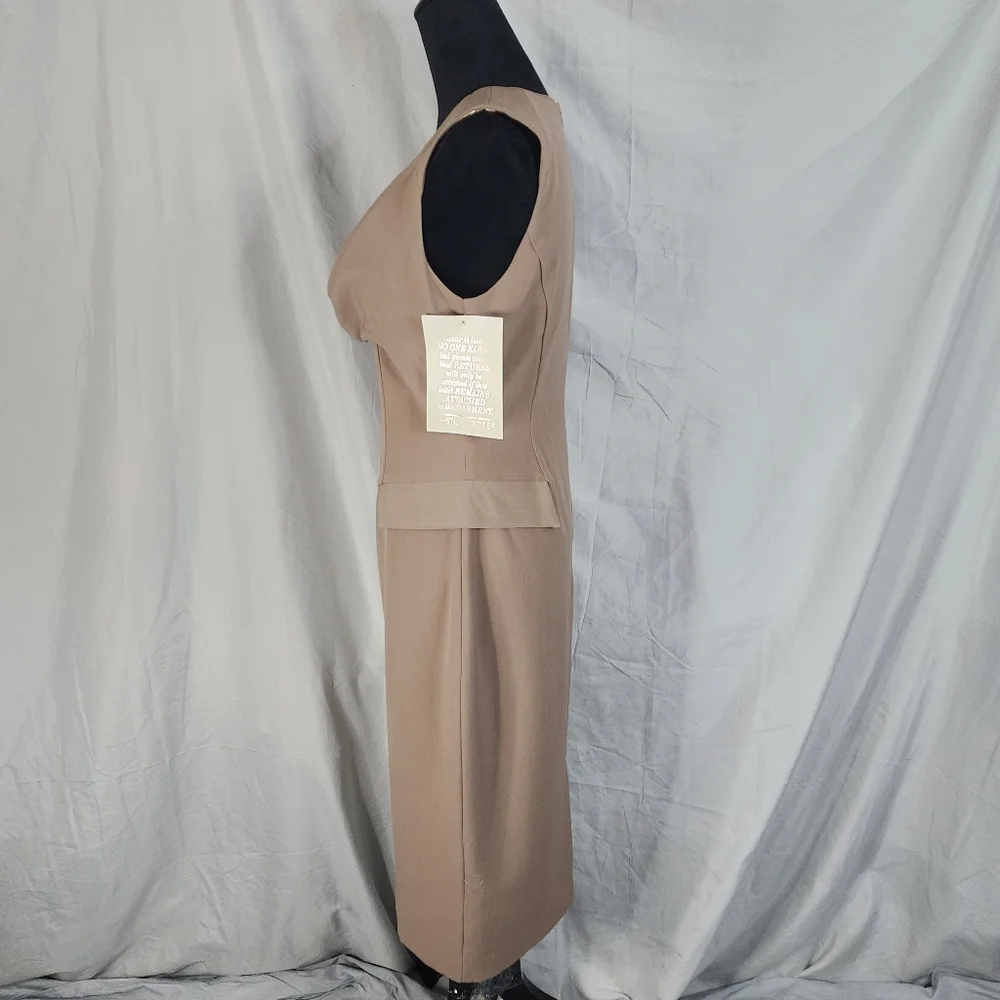 New! BOSTON PROPER Size 6 Brown Sleeveless Cowl Neck Satin Lined Sheath Dress - Picture 3 of 14